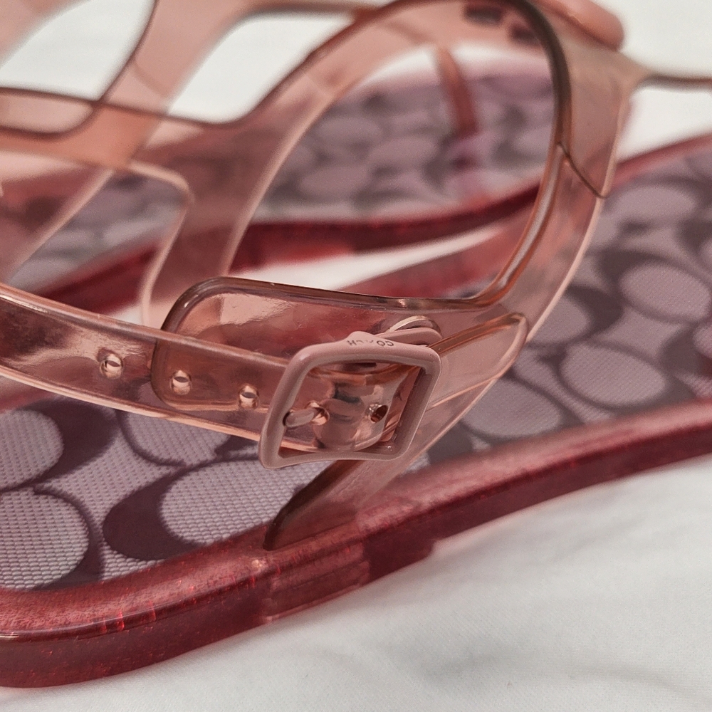 Coach Natalee Jelly Thong Sandals New No Box Candy Apple/Pink Size 6 - Picture 6 of 12